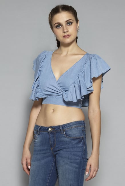 Nuon by Westside Blue Gabby Crop Top Nuon by Westside Blue Gabby Crop Top