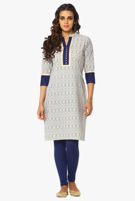 Soch Off White Printed Cotton Kurta Soch Off White Printed Cotton Kurta