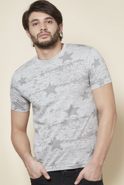 Zudio Grey Star Slim Fit T-Shirt Zudio Grey Star Slim Fit T-Shirt
