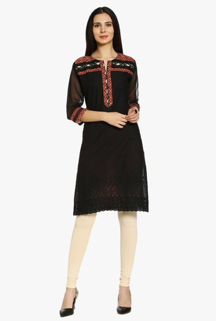 Soch Black Printed Cotton Kurta Soch Black Printed Cotton Kurta