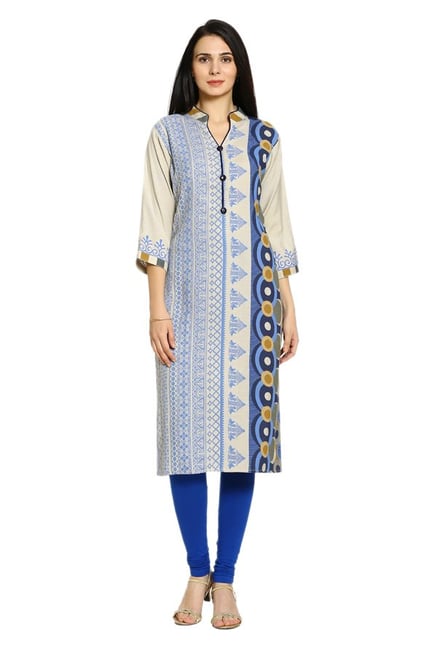 Soch Beige Printed Jute Kurta Soch Beige Printed Jute Kurta