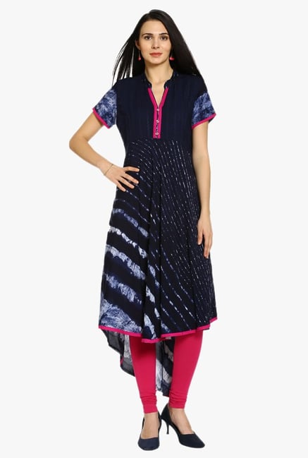 Soch Navy Printed Rayon Kurta Soch Navy Printed Rayon Kurta