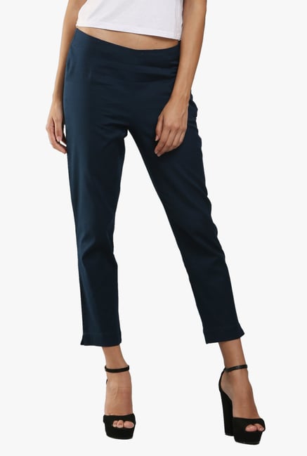 W Navy Regular Fit Pleated Trousers W Navy Regular Fit Pleated Trousers