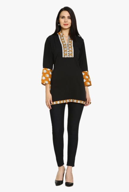 Soch Black Printed Crepe Kurti Soch Black Printed Crepe Kurti