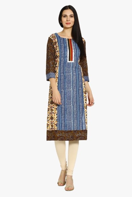 Soch Blue Printed Cotton Kurta Soch Blue Printed Cotton Kurta