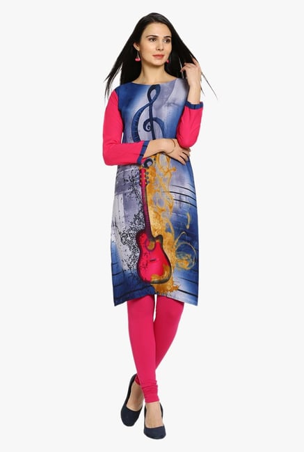 Soch Blue Printed Rayon Kurta Soch Blue Printed Rayon Kurta