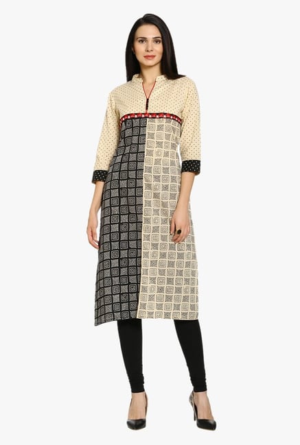 Soch Beige Printed Cotton Kurta Soch Beige Printed Cotton Kurta