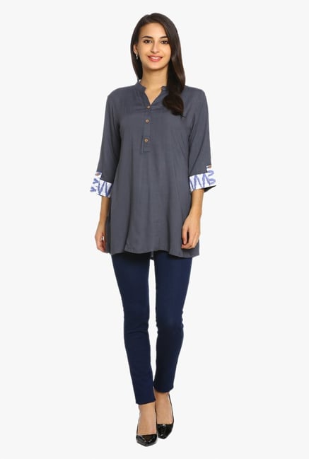 Soch Grey Textured Rayon Tunic Soch Grey Textured Rayon Tunic