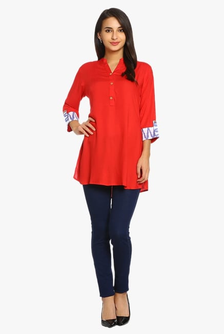 Soch Red Textured Rayon Tunic Soch Red Textured Rayon Tunic