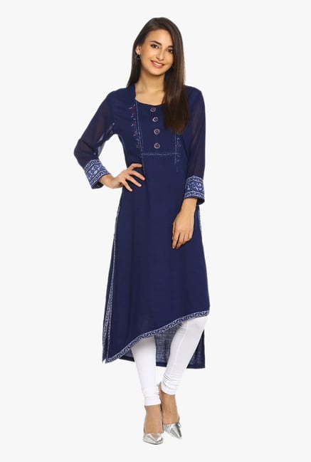 Soch Navy Regular Fit Cotton Kurta Soch Navy Regular Fit Cotton Kurta