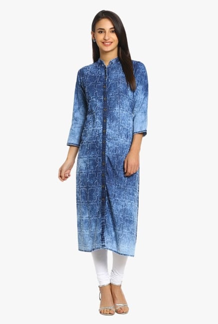Soch Blue Printed Denim Kurta Soch Blue Printed Denim Kurta