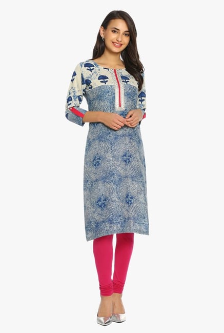 Soch Navy Printed Cotton Kurta Soch Navy Printed Cotton Kurta