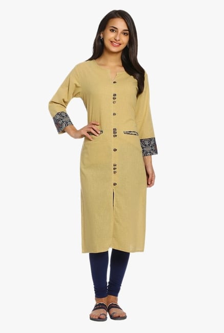 Soch Beige Textured Cotton Kurta Soch Beige Textured Cotton Kurta