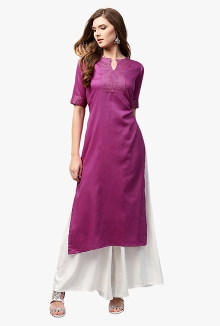 Libas Pink Regular Fit Cotton Straight Kurta Libas Pink Regular Fit Cotton Straight Kurta