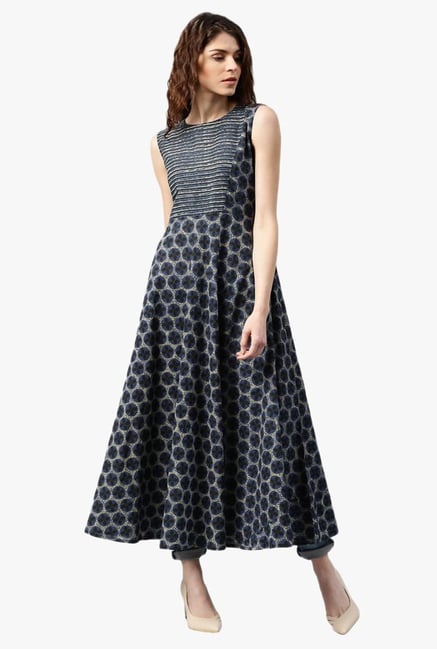 Libas Navy Printed Cotton Kurta Libas Navy Printed Cotton Kurta
