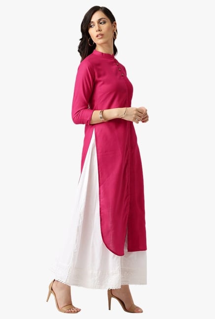 Libas Pink Textured Cotton Kurta Libas Pink Textured Cotton Kurta
