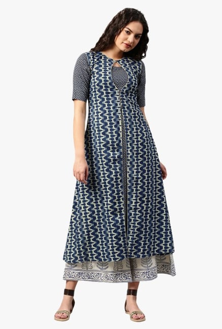 Libas Navy Printed Cotton Kurta Libas Navy Printed Cotton Kurta