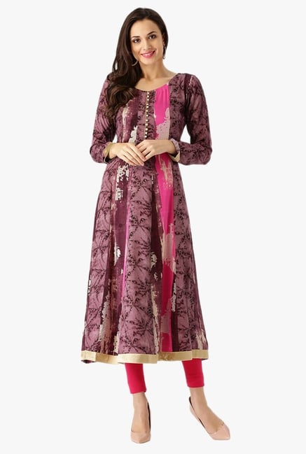 Libas Purple Printed Rayon Kurta Libas Purple Printed Rayon Kurta
