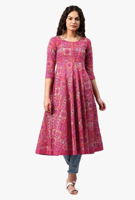 Libas Pink Printed Cotton Kurta Libas Pink Printed Cotton Kurta