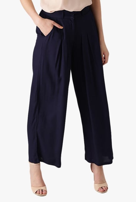Libas Navy Regular Fit Rayon Palazzo Libas Navy Regular Fit Rayon Palazzo
