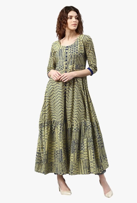 Libas Beige Printed Cotton Kurta Libas Beige Printed Cotton Kurta
