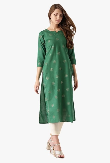 Libas Green Printed Cotton Kurta Libas Green Printed Cotton Kurta