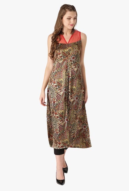 Libas Multicolor Printed Satin A-Line Kurta Libas Multicolor Printed Satin A-Line Kurta