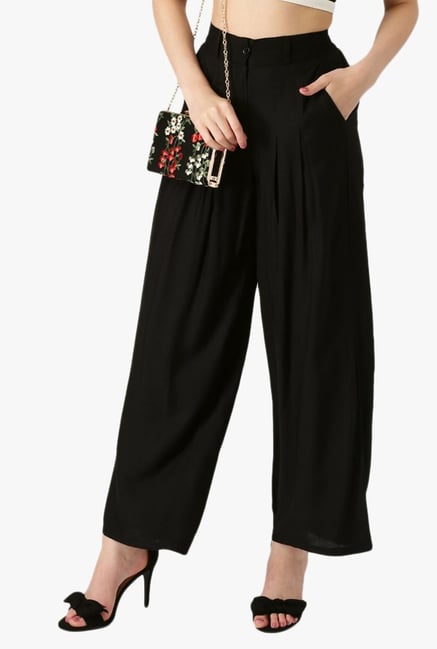Libas Black Regular Fit Rayon Palazzo Libas Black Regular Fit Rayon Palazzo
