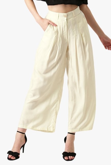 Libas Off White Regular Fit Rayon Palazzo Libas Off White Regular Fit Rayon Palazzo