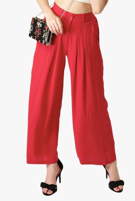 Libas Red Regular Fit Rayon Palazzo Libas Red Regular Fit Rayon Palazzo