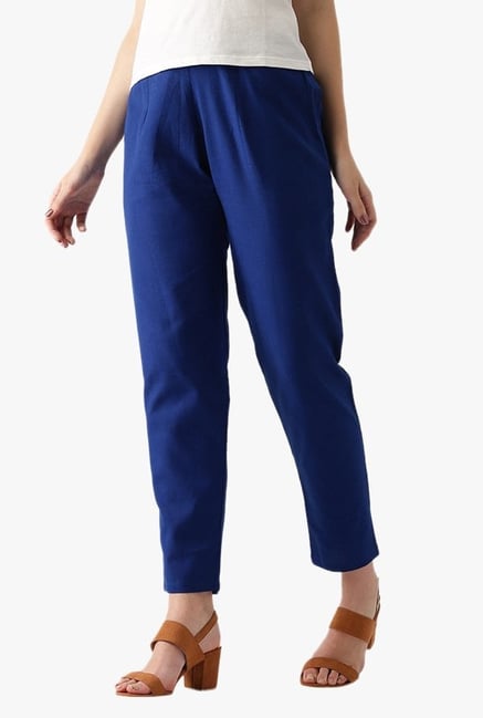 Libas Blue Regular Fit Cotton Pants Libas Blue Regular Fit Cotton Pants