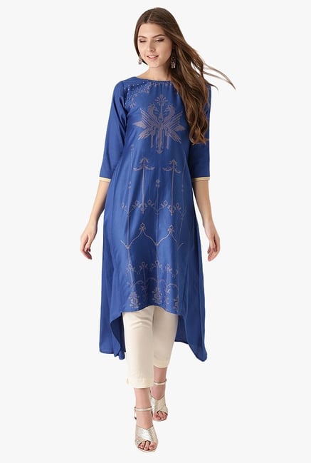 Libas Blue Printed Cotton Kurta Libas Blue Printed Cotton Kurta