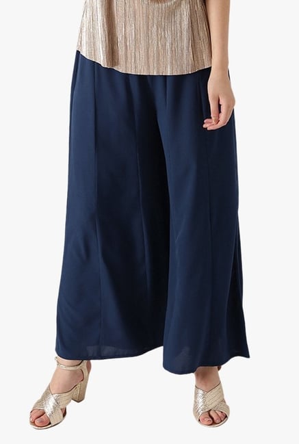 Libas Navy Regular Fit Rayon Palazzo Libas Navy Regular Fit Rayon Palazzo