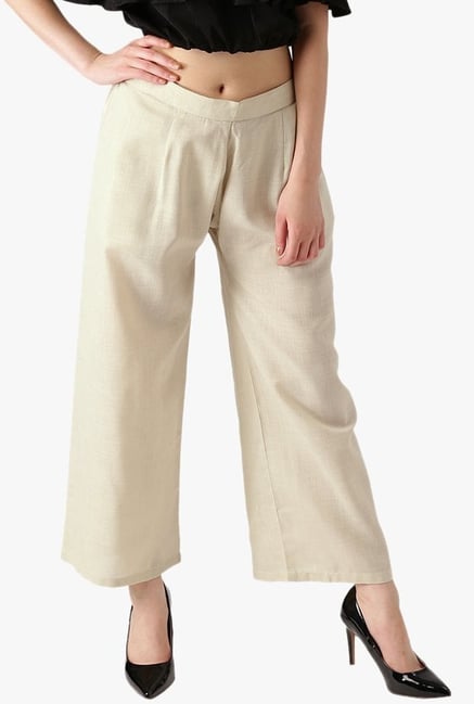 Libas Off White Textured Cotton Palazzo Libas Off White Textured Cotton Palazzo