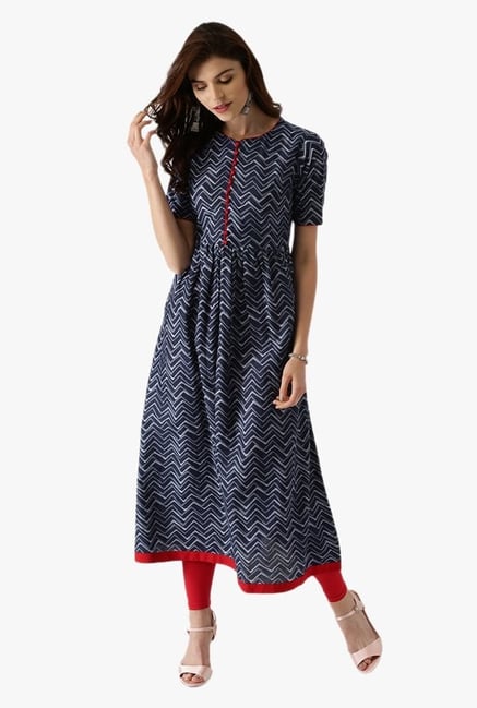 Libas Navy Printed Cotton Kurta Libas Navy Printed Cotton Kurta