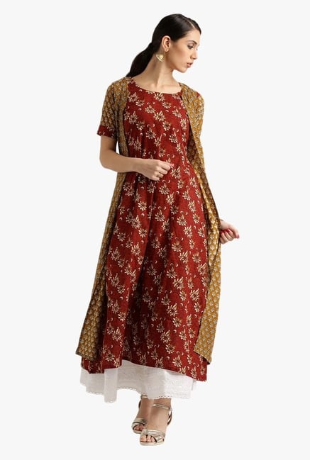 Libas Brown Printed Cotton Kurta Libas Brown Printed Cotton Kurta