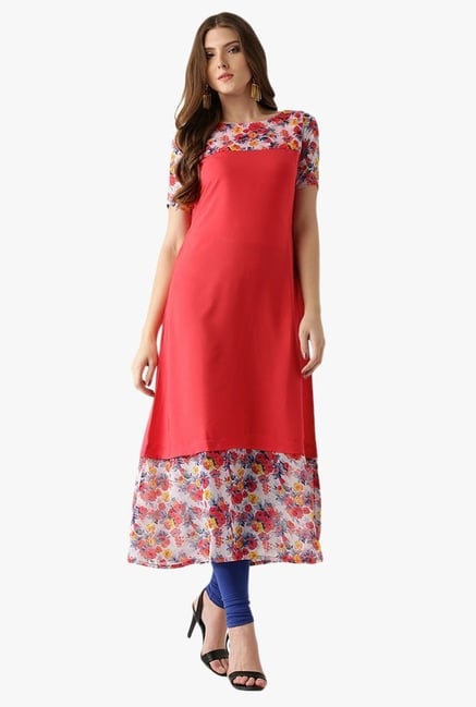 Libas Coral Printed Polyester Straight Kurta Libas Coral Printed Polyester Straight Kurta