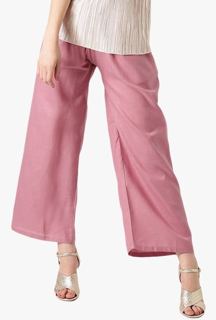 Libas Pink Textured Cotton Palazzo Libas Pink Textured Cotton Palazzo