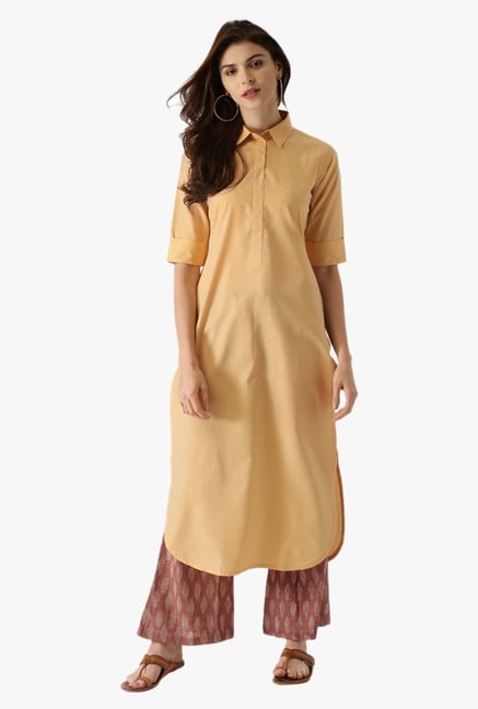 Libas Yellow Regular Fit Cotton Pathani Kurta Libas Yellow Regular Fit Cotton Pathani Kurta
