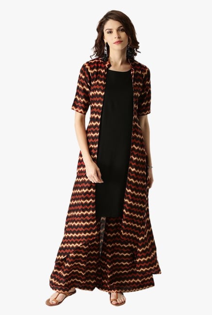 Libas Multicolor Printed Rayon Kurta With Jacket Libas Multicolor Printed Rayon Kurta With Jacket
