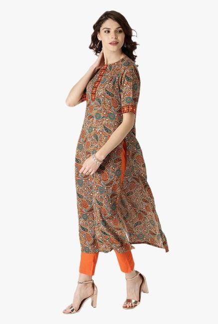 Libas Multicolor Printed Rayon Straight Kurta Libas Multicolor Printed Rayon Straight Kurta