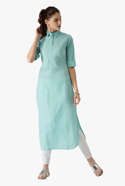 Libas Blue Regular Fit Cotton Pathani Kurta Libas Blue Regular Fit Cotton Pathani Kurta