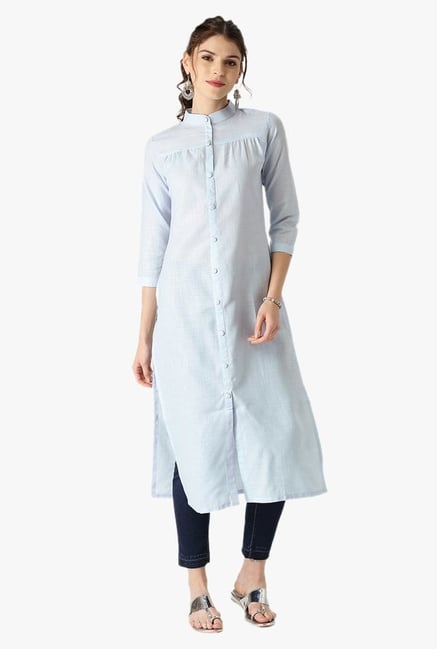Libas Blue Regular Fit Cotton Straight Kurta Libas Blue Regular Fit Cotton Straight Kurta