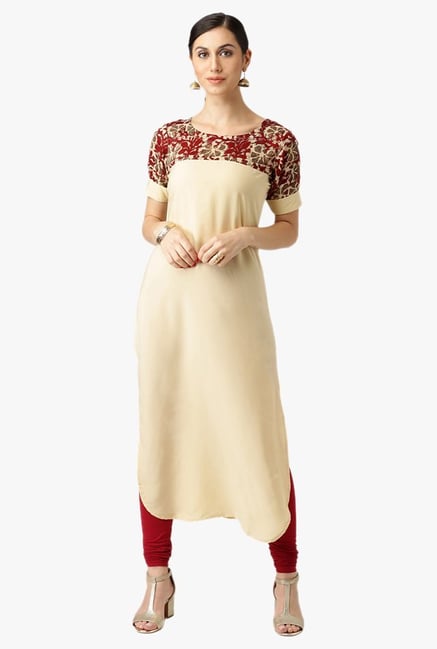 Libas Beige Printed Polyester Kurta Libas Beige Printed Polyester Kurta