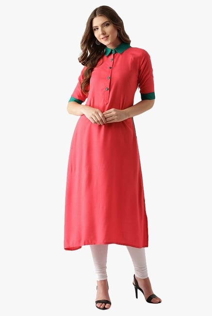 Libas Coral Regular Fit Rayon Kurta Libas Coral Regular Fit Rayon Kurta