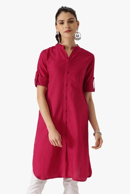 Libas Pink Regular Fit Cotton Pathani Kurta Libas Pink Regular Fit Cotton Pathani Kurta