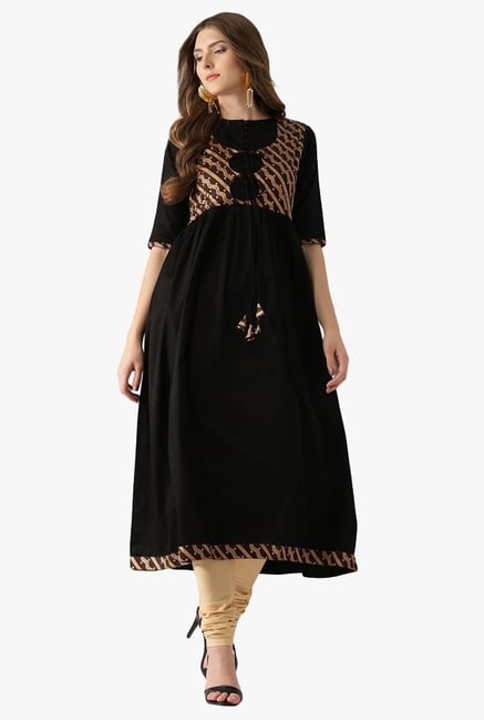 Libas Black Printed Cotton Kurta Libas Black Printed Cotton Kurta