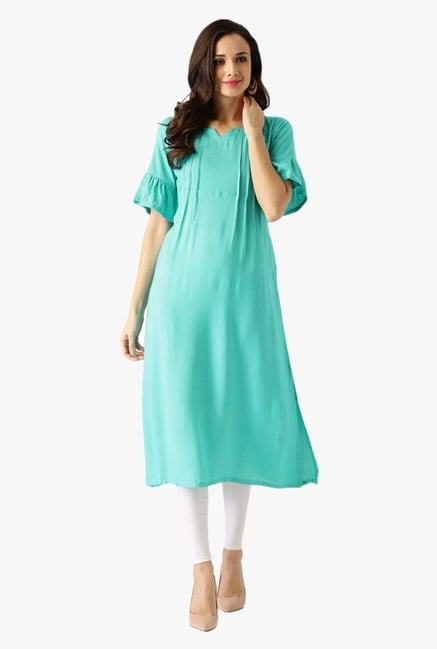 Libas Turquoise Regular Fit Rayon Kurta Libas Turquoise Regular Fit Rayon Kurta