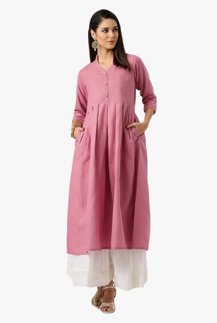 Libas Pink Textured Cotton Kurta Libas Pink Textured Cotton Kurta