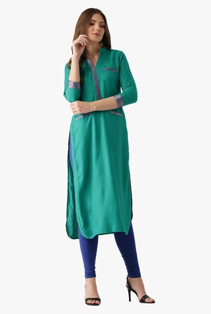 Libas Green Regular Fit Rayon Pathani Kurta Libas Green Regular Fit Rayon Pathani Kurta